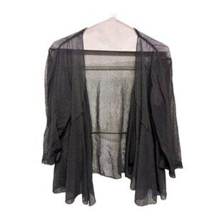 Vintage 90s Y2K Ardoise Black Mesh Cardigan Top Grunge Punk Women's Size M/L